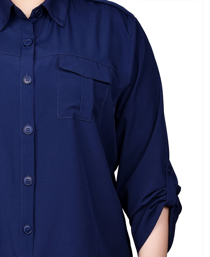 Ny Collection Plus Size 3/4 Sleeve Roll Tab Blouse