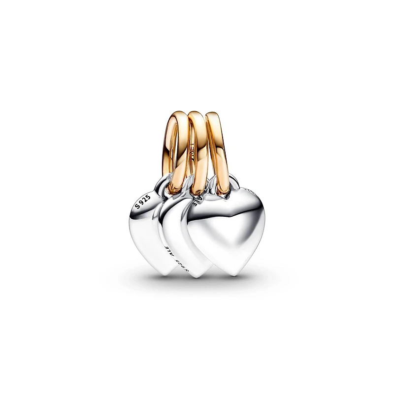 Pandora Sterling Silver Two-Tone Splitable Friendship Triple Dangle Charm