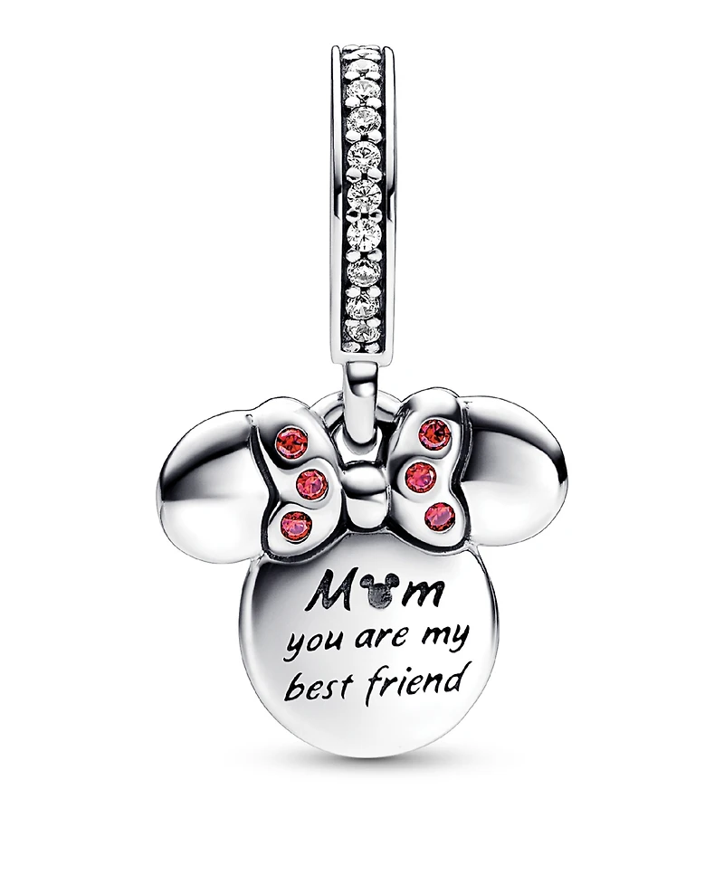 Pandora Cubic Zirconia Disney Minnie Mouse Silhouette Double Dangle Charm