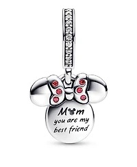 Pandora Cubic Zirconia Disney Minnie Mouse Silhouette Double Dangle Charm