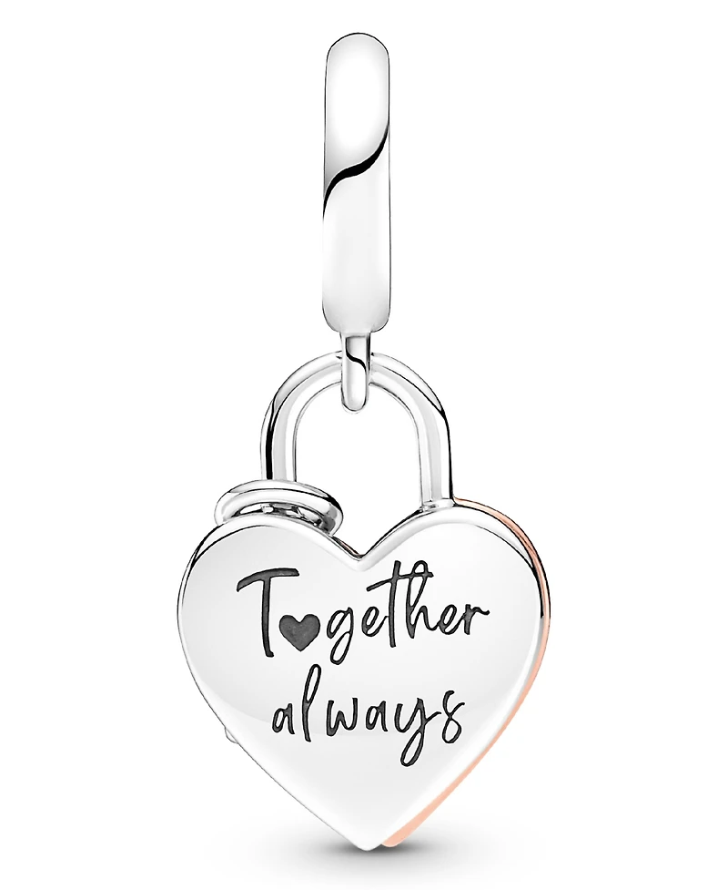 Pandora Cubic Zirconia Heart Padlock Double Dangle Charm