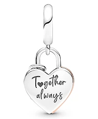 Pandora Cubic Zirconia Heart Padlock Double Dangle Charm
