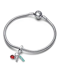Pandora Sterling Silver Nyc Apple, Torch and Street Sign Triple Dangle Charm