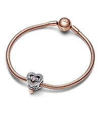 Pandora Cubic Zirconia Two-Tone Openwork Mom Heart Charm