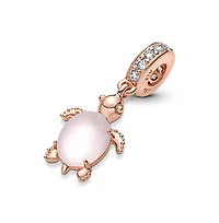 Pandora Cubic Zirconia Murano Glass Pink Sea Turtle Dangle Charm