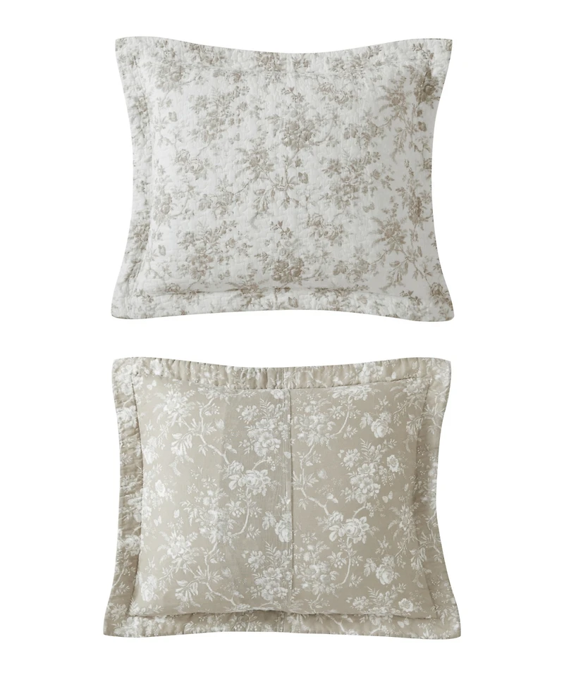 Laura Ashley Walled Garden Cotton Reversible 3-Piece Quilt Set, Full/Queen