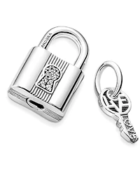 Pandora Cubic Zirconia Padlock and Key Dangle Charm