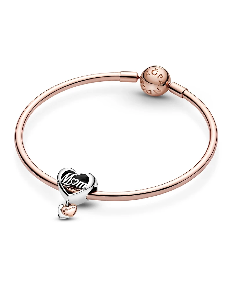 Pandora Sterling Silver Love You Heart Charm - Silver, Rose-Gold