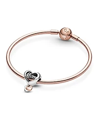 Pandora Sterling Silver Love You Heart Charm - Silver, Rose-Gold