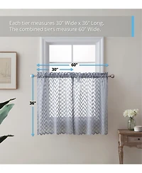 Hlc.me Herringbone Lace Sheer Kitchen Cafe Curtain Tiers for Small Windows & Bathroom