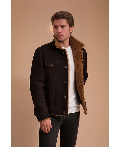Men's Sheepskin Jacket, Brown, Created for Macy's