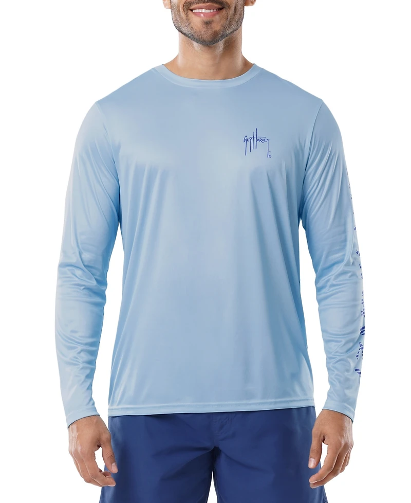 Guy Harvey Men's American Classic Logo Graphic Long-Sleeve Sun Protection T-Shirt