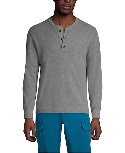 Lands' End Men's Long Sleeve Thermal Waffle Henley