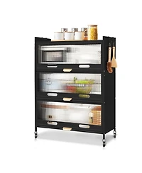 Mega Casa 3 Door Accent Cabinet, 4 Tier Kitchen Organizer Shelf, White
