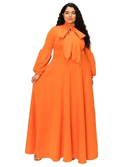 L I V D Plus Bella Donna Dress with Ribbon and Bishop Sleeves