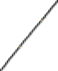 Esquire Men's Jewelry Hematite Bead & Black Diamond Bracelet (1/20 ct. t.w.) in 14k Gold-Plated Sterling Silver, Created for Macy's
