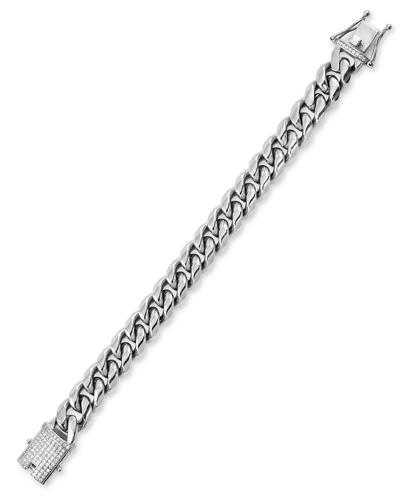 Men's Diamond Pave Clasp Curb Link Bracelet (1/2 ct. t.w.) in Stainless Steel