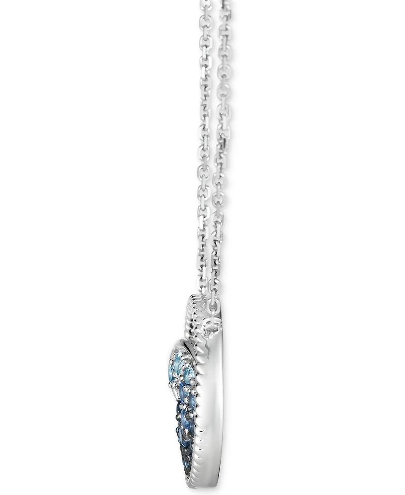 Le Vian Denim Ombre (1/2 ct. t.w.) & White Sapphire (1/8 ct. t.w.) Wave Disc Adjustable 18.5" Pendant Necklace in 14k White Gold