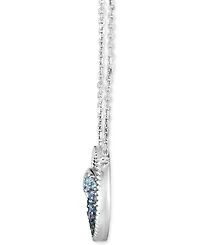 Le Vian Denim Ombre (1/2 ct. t.w.) & White Sapphire (1/8 ct. t.w.) Wave Disc Adjustable 18.5" Pendant Necklace in 14k White Gold