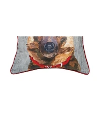C&F Home 18" x 18" German Shepard Dog Wearing a Red Holly Flower Crown Printed & Embellished Throw Accent Decor Pillow