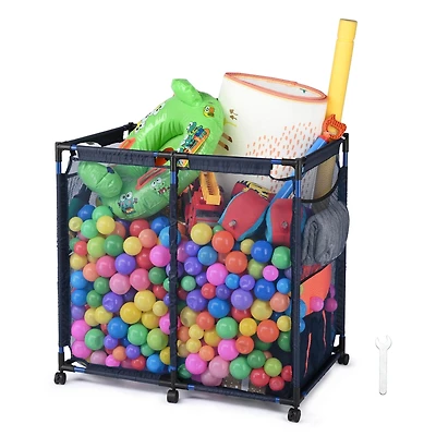 Yescom 37"x24"x35" Mesh Pool Storage Bin Rolling Cart Organizer Metal Frame Color Opt