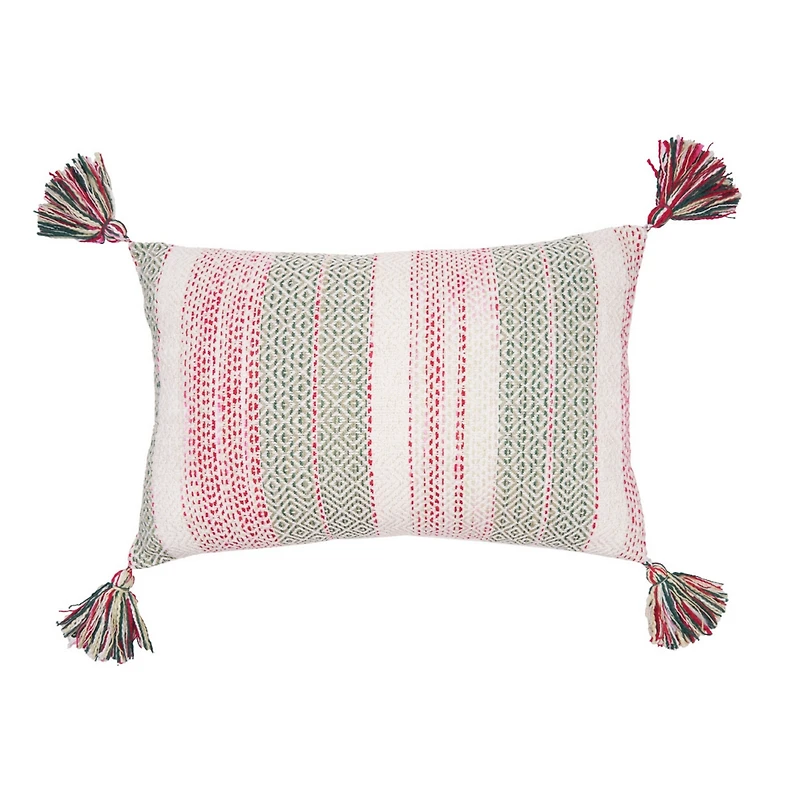 Cozy Nordic Christmas Red and Green 14" x 22" Throw Pillow