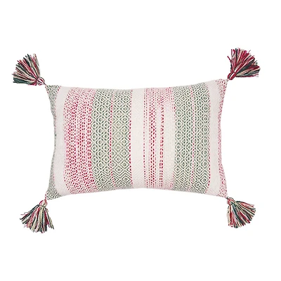 Cozy Nordic Christmas Red and Green 14" x 22" Throw Pillow