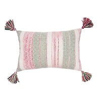 Cozy Nordic Christmas Red and Green 14" x 22" Throw Pillow