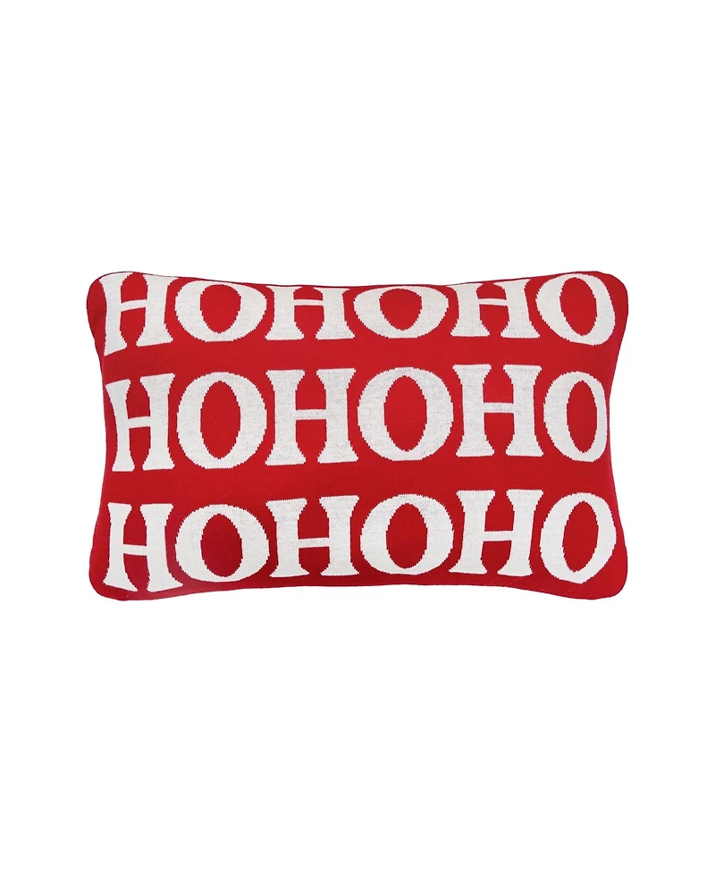 14" x 22" Ho Ho Ho Reversible Knitted Christmas Throw Pillow