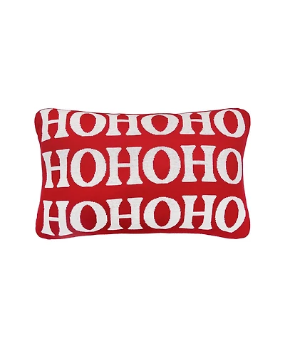 14" x 22" Ho Ho Ho Reversible Knitted Christmas Throw Pillow