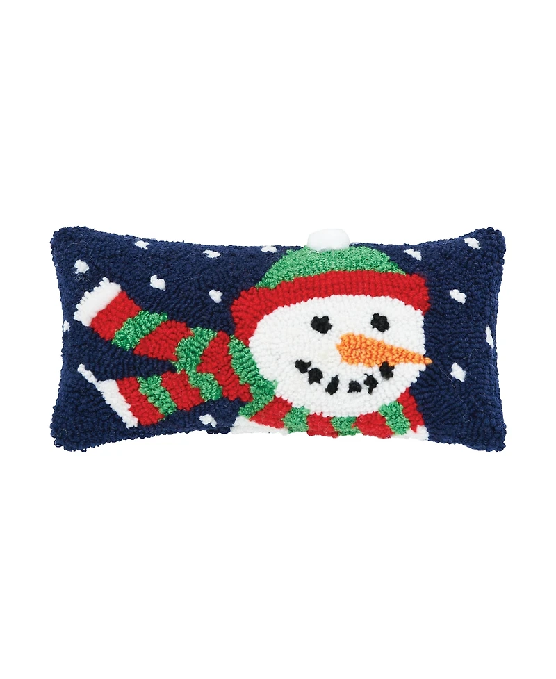 Winter Snowman Hooked Throw Pillow