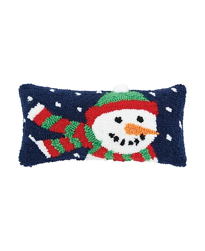 Winter Snowman Hooked Throw Pillow