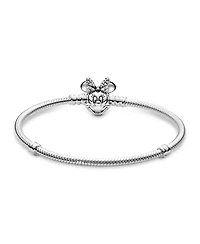 Pandora Cubic Zirconia Disney Pave Minnie Mouse Clasp Snake Chain Bracelet