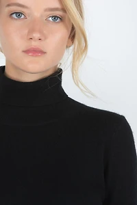 Jennie Liu Women's 100% Pure Cashmere Long Sleeve Turtleneck Pullover Sweater