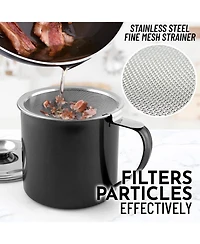 Stainless Steel Bacon Grease Container With Strainer
