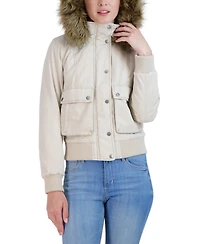 Sebby Juniors' Juniors' Cotton Faux Fur Trimmed Bomber Jacket