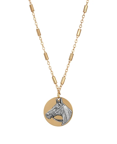 2028 Two-Tone Horse Pendant Necklace