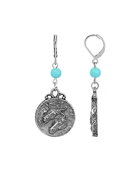 2028 Faux Turquoise Acrylic Bead Horse Drop Earrings
