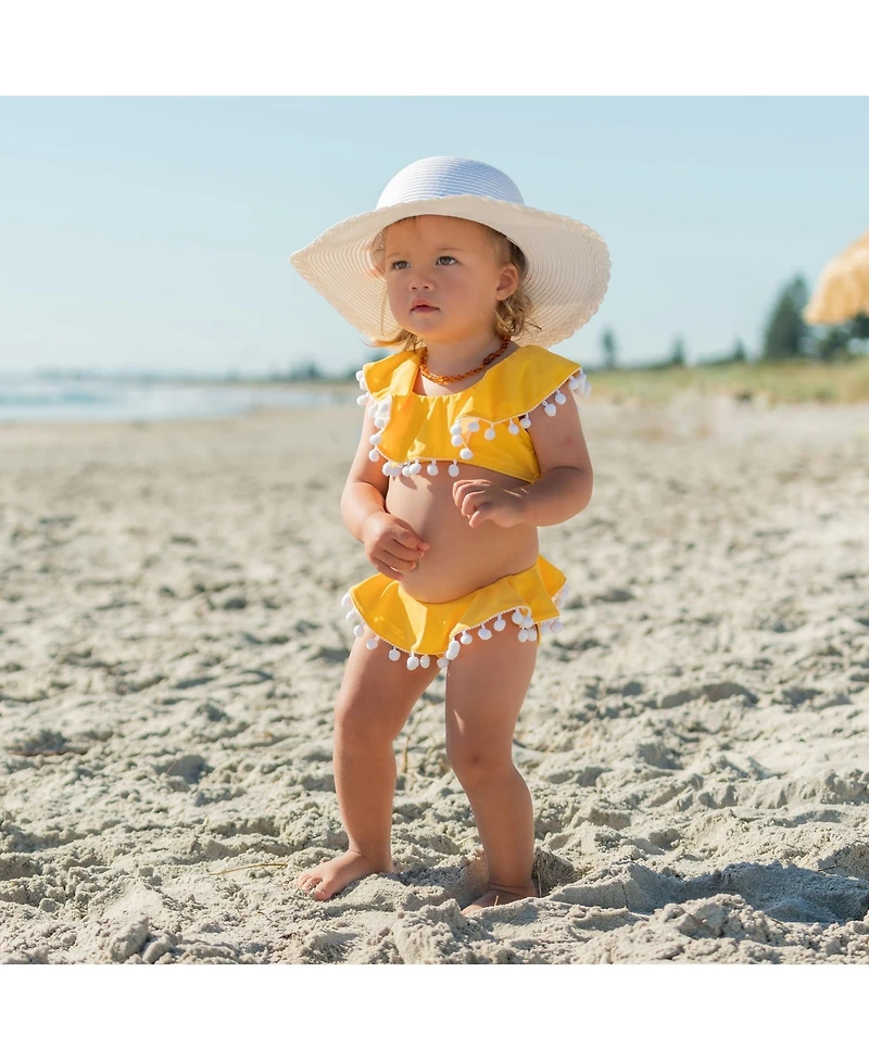 Toddler, Child Girls Hello Yellow Flounce Bikini