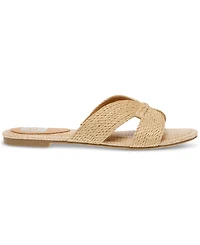 Dv Dolce Vita Women's Geeya Raffia Criss Cross Strap Flat Slide Sandals