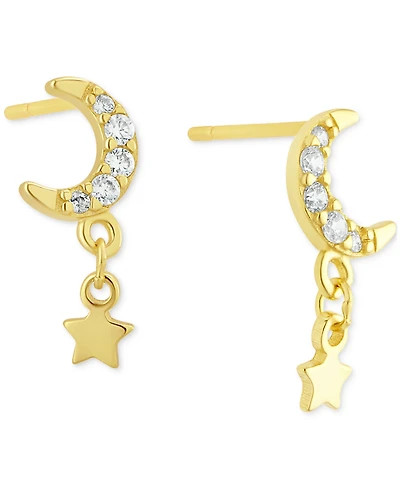 Pave Moon & Star Drop Earrings in 18k Gold-Plated Sterling Silver, Macy's Exclusive