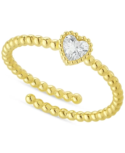 Cubic Zirconia Heart Accent Ring in 18k Gold-Plated Sterling Silver