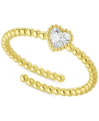 Cubic Zirconia Heart Accent Ring in 18k Gold-Plated Sterling Silver