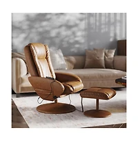 Massaging Multi-Position Plush Recliner Chair With Side Pocket And Ottoman