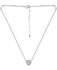 Giani Bernini Cubic Zirconia Heart Halo Pendant Necklace in Sterling Silver, 16" + 2" extender, Created for Macy's