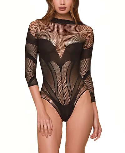 Hauty Women's Fishnet Sheer Bodysuit 1 Pc Lingerie