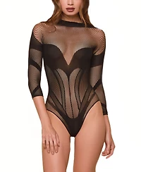 Hauty Women's Fishnet Sheer Bodysuit 1 Pc Lingerie