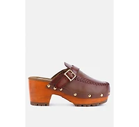 Choctav Womens Handcrafted Leather Clogs