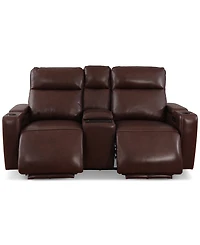 Greymel 74" Zero Gravity Leather Loveseat with Console and Power Headrests, Created for Macy's