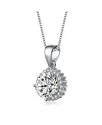 Sterling Silver White Gold Plated Clear Cubic Zirconia Stud Necklace